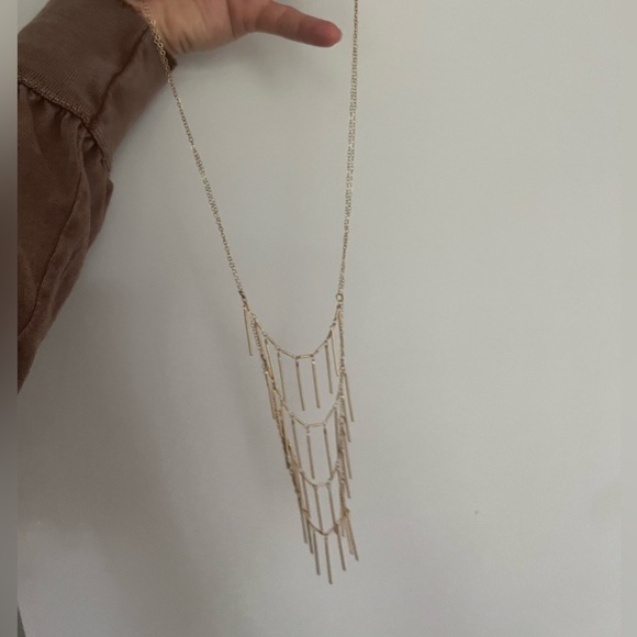 Gold Fringe Long Chain Necklace - Picture 1 of 3